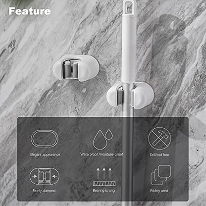 BEZOX Broom Holder, 3 PCS Wall Mount Mop Organizer Gripper, Self-adhesive Cleaning Suppliers Hanger Stands Rack for Bathroom, Kitchen, Garden, Garage Organization Storage - style: Classic