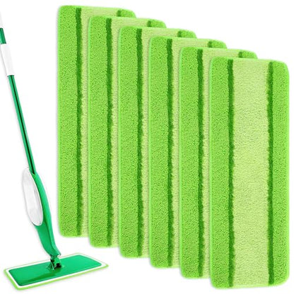 6 Pack Upgraded Spray Mop Refills for Libman Freedom Spray Mop, Washable Microfiber Pad Compatible with BPAWA Flat Floor Mop, Reusable Mop Pads - color: Green, 6 Pack