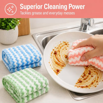 10 Pack Mircofiber Dish Cloths, Upgrade Kitchen Dish Rags, Reusable Cleaning Cloths, Kitchen Washcloths Towels, Lint Free/Absorbent/Nonstick Oil Kitchen Rags, 10''x10'' (Pink) - color: Pink, size: NEW 10 x 10 Inch - 10PCS