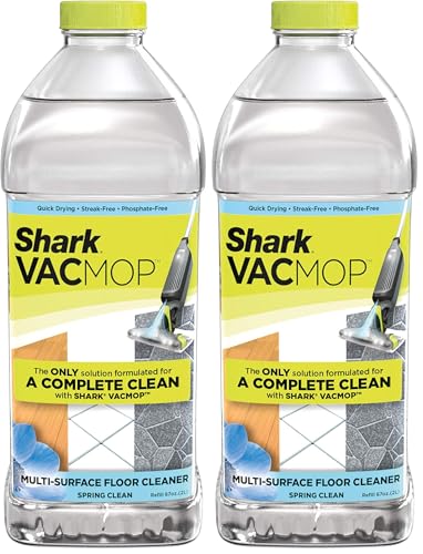 Shark VACMOP Multi-Surface Cleaner Refill 2L Bottle, Compatible with VM252 & VM180, Cleans & Disinfects Sealed Finished Floors, Stone, Laminate & Tiles, Spring Clean Scent, VCM60 (Pack of 2) - size: 67.6 Fl Oz (Pack of 2), style: Multi-Surface Cleaner