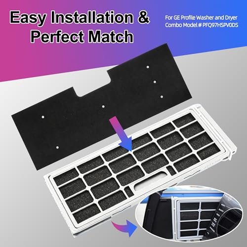 9Pcs Dryer Vent Cleaner Kit for GE Washer Dryer Combo,WH01X35719 Lint Filter replacement with dryer vent brush, Dryer Vent Vacuum Hose Attachment,Hand Washable and Reusable,Models: PFQ97HSPVDS - style: Dryer Vent Cleaner Kit