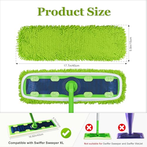 XL Mop Pads Compatible with Swiffer XL Sweeper, X-Large Dry Sweeping Cloths, XL Wet Pads Refills, Reusable Washable Microfiber Heavy Duty Wet Mopping Cloths for Hardwood Floor Cleaning, 6 Pack - size: 6 Pack