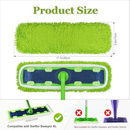 XL Mop Pads Compatible with Swiffer XL Sweeper, X-Large Dry Sweeping Cloths, XL Wet Pads Refills, Reusable Washable Microfiber Heavy Duty Wet Mopping Cloths for Hardwood Floor Cleaning, 6 Pack - size: 6 Pack
