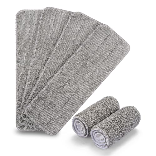 HOMEE Reusable Microfiber Mop Pads, 6 Pack 18"x 6" Mop Head Replacement, Wet/Dry Home & Commercial Cleaning Scrubbing Floor Pad - Grey - color: Grey - 6 Pack