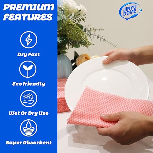 Disposable Kitchen Cleaning Cloths Dish Towels Dish Cloth Reusable Cloths for Kitchen, Bathroom, Household Cleaning (Red 100 Pack) - color: Red 100 Pack