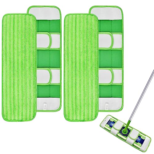 4 Pack Microfiber Mop Pads for Swiffer XL Mops Reusable Wet and Dry Mopping Cloths Compatible with Swiffer Sweeper XL,Washable XL Mop Refill Replacement for All Hardwood Dry & Wet Cleaning - color: Green, size: 4 Pack Swiffer XL Pads- Sleeves Cover