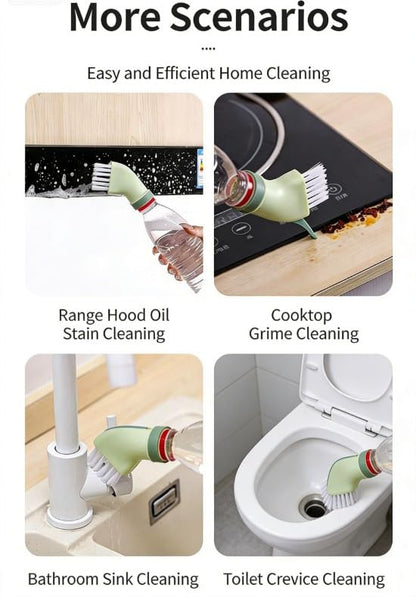 Multi Purpose Cleaning Brush Bottle Connect Design Wet Dry Use for Window Tracks, Tile Grout and Narrow Gaps, Green - color: Green
