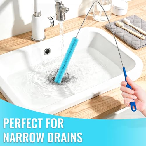 5 Pack Dryer Vent Cleaner Kit, Extra Long Flexible Brushes for Lint, Pet Hair & Dust, Refrigerator Coils, Home Washers, Sinks & Drains - color: Blue