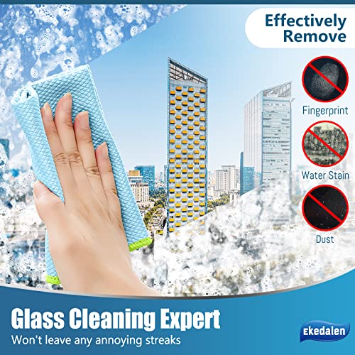Microfiber Cleaning Cloth Lint Free Glass Cleaner Window Polishing Streak Free Miracle Easy Clean Rag Reusable for Mirror Kitchen Dish Auto Detailing,Pack of 8, 12'' x 16'', Light Blue - color: Light Blue, 12 X 16 Inch