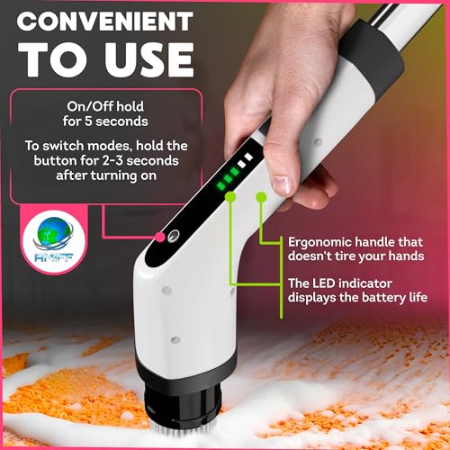 7-in-1 Electric Bathroom Scrubbing Brush, 2500 mAh. Pack of 12 Telescopic Bathtub Scrubber with Long Handle. Electric Bathtub Scrubber. Portable Power Brush for Cleaning Bathroom, Kitchen, Car - size: 12 Pack