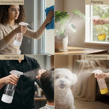 Glass Spray Bottles with Silicone Sleeve 16.9oz 2 Pack Empty Spray Bottle for Hair Mist/Stream Spraying for Cleaning Solutions, Plants, Essential Oils (clear-white&yellow) - color: clear-white&yellow