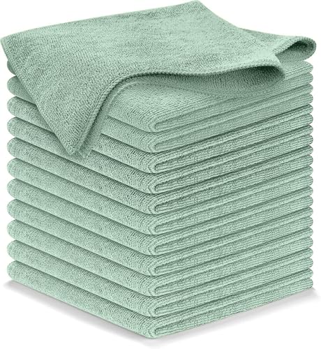 USANOOKS Microfiber Cleaning Cloth - Sea Green - 12Pcs (12.5x12.5 inch) High Performance - 1200 Washes, Ultra Absorbent Car Towel Traps Grime & Liquid for Streak-Free Mirror Shine - car Washing Cloth - color: Sea Green, size: Pack of 12