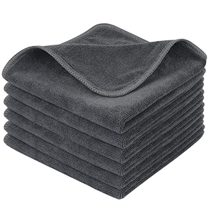 SINLAND Microfiber Cleaning Cloth Ultra Absorbent Softer Towel Reusable Cloth No Streak Lintless Cleaning Clothes for Home, Kitchen, Car, Window Use 12x12 Inch Slate Grey 6 Pack