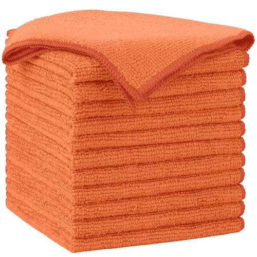 AIDEA Microfiber Cleaning Cloth-12PK, Soft Microfiber Towels for Cars, Absorbent Cleaning Rags, Lint-Free Streak-Free Wash Cloths for House, Kitchen, Window(12in.x12in), Orange - color: Orange, size: 12 in. x 12 in.