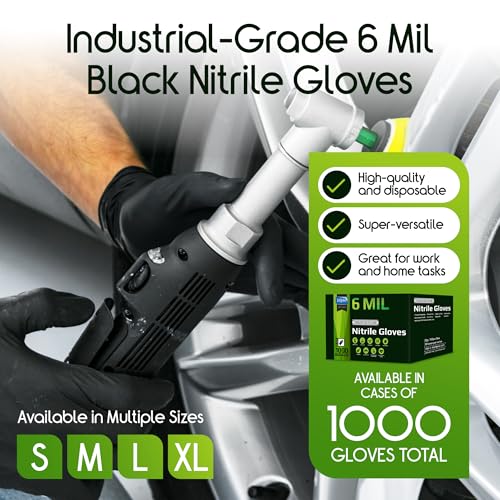 Inspire HEAVY DUTY ORIGINAL Stretch Nitrile Black Gloves Disposable Latex Free | Food, Mechanic, 6mil Black or 8 Mil Orange - size: XX-Large, style: 6mil Black
