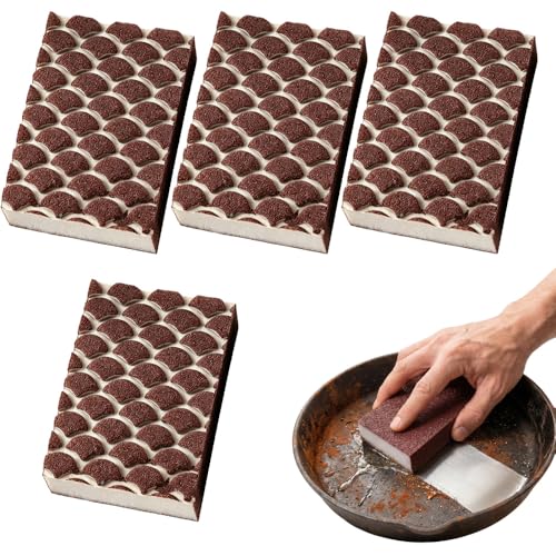 Magic Emery Cleaning Sponge, Carborundum Pot Scrubber Sponge Brush Eraser Scrub Pad, Heavy Duty Tough Stain Grease Remover for Pots Pans Cookware Kitchen Cleaning (4pcs) - color: 4pcs