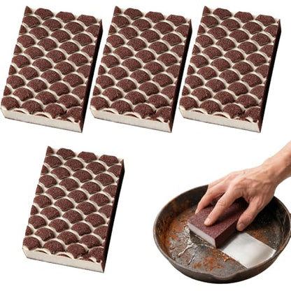 Magic Emery Cleaning Sponge, Carborundum Pot Scrubber Sponge Brush Eraser Scrub Pad, Heavy Duty Tough Stain Grease Remover for Pots Pans Cookware Kitchen Cleaning (4pcs) - color: 4pcs