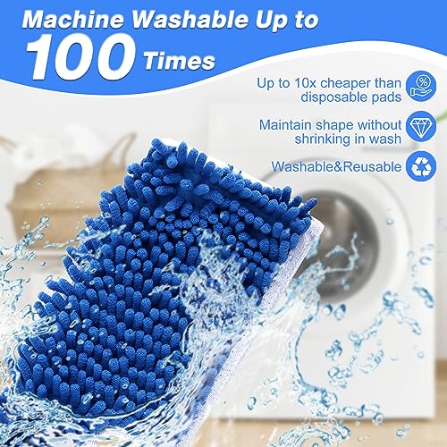 3 Pack Mop Heads Replacements Compatible with O-Cedar Dual-Action Flip Mop, Double-Sided Microfiber Chenille Mop Refills for Dry Wet Use, Washable Reusable Floor Cleaning Pads | Double-sided microfiber chenille refills for wet dry floor cleaning. Washable