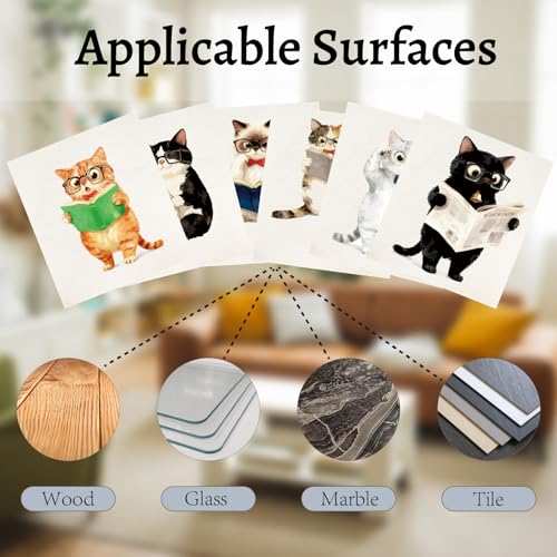 CREATCABIN 6 Styles Cat Swedish Dishcloths for Kitchen Cleaning Cloths for Tableware Cellulose Sponge Cloths Reusable Dish Rags Cleaning Towels No Odor Absorbent Home Table 6.7x7.6Inch - style: Cat