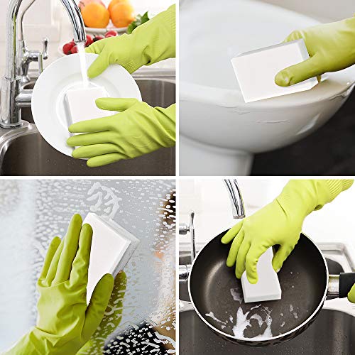 100 Pack Magic Sponge Eraser Extra Thick and Long Lasting Melamine Cleaning Sponges in Bulk - Multi Surface Power Scrubber Foam Cleaning Pads - Bathtub, Floor, Baseboard, Bathroom, Wall Cleaner - size: 100 Count (Pack of 1)