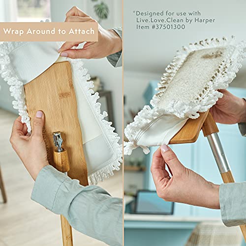 Harper Live.Love.Clean. Washable 2-in-1 Wet/Dry Bamboo Dust Mop Pad with Wraparound Attachment for Cleaning Dust, Pet Hair & Fine Dry Dirt - style: Bamboo Wraparound Mop Pad