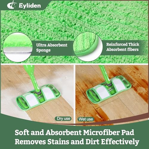 Eyliden Spray Mop for Hardwood Tile Vinyl, Small Spaces Cleaning, 13 Pads | 12 Disposable & 1 Washable Pad, Works with Cleaner, 360° Head, 13oz Bottle, No Bucket, Wet Dry Floor Sweeper for Apt Dorms RV