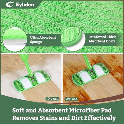 Eyliden Spray Mop for Hardwood Tile Vinyl, Small Spaces Cleaning, 13 Pads | 12 Disposable & 1 Washable Pad, Works with Cleaner, 360° Head, 13oz Bottle, No Bucket, Wet Dry Floor Sweeper for Apt Dorms RV