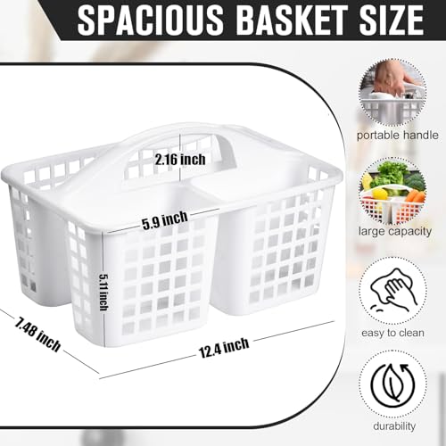 Haundry 3 Compartments Plastic Shower Caddy Basket, Portable Divided Cleaning Supply Storage Organizer with Handle (White) - color: A Style-White