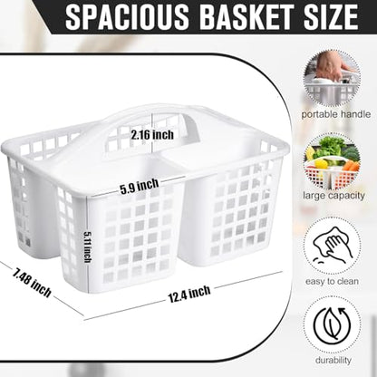 Haundry 3 Compartments Plastic Shower Caddy Basket, Portable Divided Cleaning Supply Storage Organizer with Handle (White) - color: A Style-White