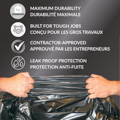 Maximum Heavy Duty Garbage Bags, 42-Gallon, 3 Mil, Black Garbage Bags Extra Large, Tear Resistant, Industrial Strength, 32 Counts - color: Black