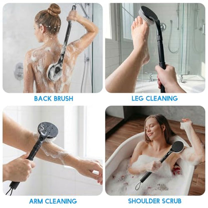 Long Handle Back Scrubber for Shower, 25.7” Telescopic Anti-Slip Bath Brush, Easy Reach Back Cleaner for Exfoliating Dead Skin, Great for Elderly, Disabled & Hard-to-Reach Areas - color: 18.7” - 25.7” Classic Extendable