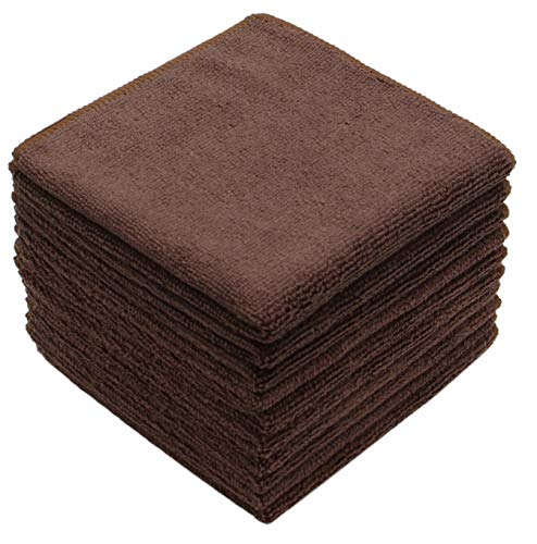 Microfiber Cleaning Cloth, Washcloths, 12x12 inch, 10 Pack, Brown | Fast Drying Dish Cloths for Washing Dishes, Ultra Absorbent Dish Rags, Lint Free Cleaning Rags For House&Kitchen - color: Brown