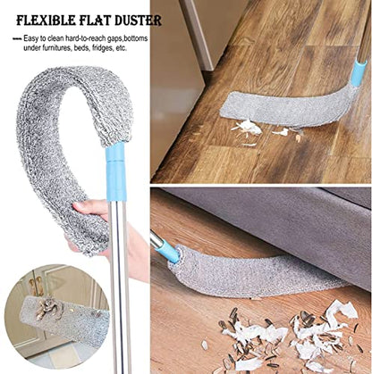 Retractable Gap Dust Cleaner Under Appliance Microfiber Duster Dust Brush with Extension Pole (36 to 49 inches) Cleaning Duster for Bed High Ceilings Furniture Bottom Household Gap Duster Gray - style: 1PC Flat Duster with 2 cloths