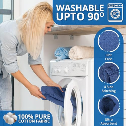 Surgical Towels for Cleaning Huck Towels 12 Pack 100% Cotton Size 15x25 Blue Cleaning Rags for Kitchen, Bar, Home, Windows, Industrial Shop, Glass Super Absorbent Lint Free Commercial Grade