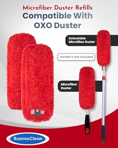 Microfiber Duster Refills Compatible with OXO Good Grips Hand Duster, Reusable Dusters Refill Washable Head Replacement for OXO Extendable Dusters for Cleaning -4 Pack, Red - color: Red, 4 Pack