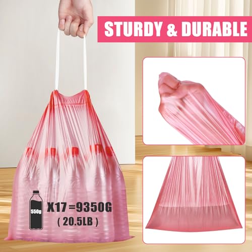 4 Gallon Trash Bags Drawstring 100 Count, JUKFITA Extra Strong Small Garbage Bags, Unscented Trash Can Liners for Bathroom Restroom Office Kitchen, Red - color: Red, size: 100 Count (Pack of 1)