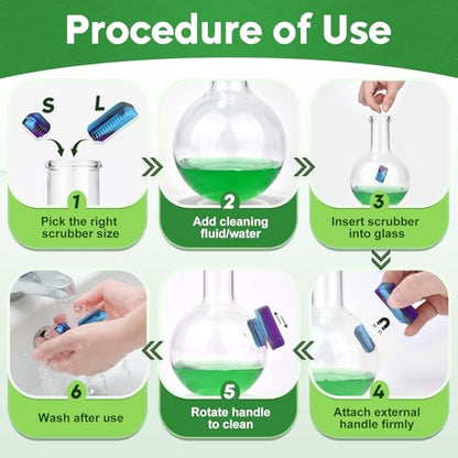Magnetic Glass Cleaner Kit - Reusable Pipe Cleaning Tool Deep Cleans Hard-to-Reach Stains Two Silicone Brush with Handle Design Versatile for Glassware, Ceramic Surfaces, Purple - color: Purple