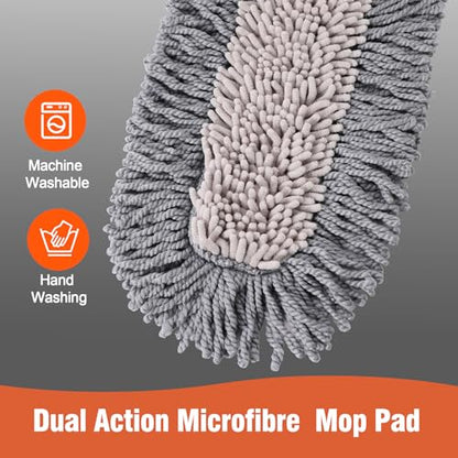 CLEANHOME Microfiber Dust Mop for Hardwood Floor Cleaning, Dry and Wet Baseboard and Floor Duster, Household Cleaning Tool for Kitchen, Bathroom