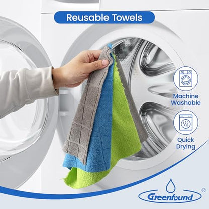 Greenfound Microfiber Cleaning Cloth Roll, 80 Pack Tear Away Towels, Reusable Washable Lint Free Scratch Free Absorbent Cleaning Rags for Kitchen Home Car Window Glass, 11.5 x 11.5 Inch Check Grey - color: Check Grey