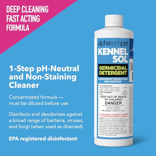 KennelSol Dog Crate Cleaner & Disinfectant for Kennels, Cages, Floors, Litter Boxes & Hard Surfaces | EPA-Registered, Kills Bacteria & Viruses, Parvo Disinfectant | 16 Fl Oz - size: 16 Fl Oz (Pack of 1)