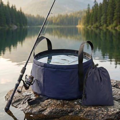 Collapsible Wash Basin 2 Pack – 2.3 Gallon Foldable Camping Bucket with Handles, Portable Dish Tub for Camping Sink, Foot Soaking, Fishing, BBQ Cleaning & Laundry