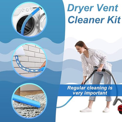 Dryer Vent Cleaner Universal Vacuum Hose Attachment Fits All Vacuums Cleaner Deep Cleaning Tools for Clogged Ducts & Lint Removal (Blue) - color: Blue