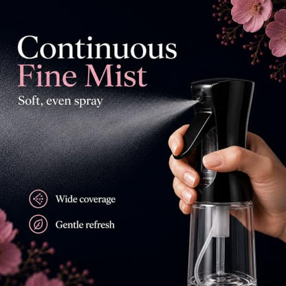 3 Pack Spray Bottles, Continuous Mist Sprayer, Water Spray Bottle for Hair, Hair Mister, 200ml x2 + 30ml Refillable Fine Mist Set - for Styling, Plants, Cleaning & Home Use (Black & White) - color: Black+White