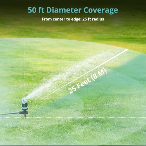 QUOBAS 360° Rotating Sprinkler for Yard, 4 Spray Modes with Mist & Shower, Heavy Duty Metal Spike Lawn Sprinkler for Garden Plants, Flower Bed, Outdoor Yard, Patio - color: Blue
