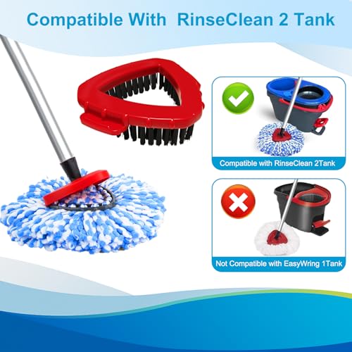 Mop Head Replacement for O Cedar, Spin Mop Replacement Head for O Cedar RinseClean 2 Tank System, Mop Heads Includeds 6 Mop Replacement Heads, 1 Spin Scrub Brush & 1 Base, Blue - color: Blue