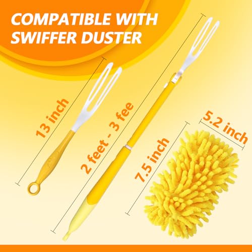 Reusable Duster Refill Compatible with Swiffer Hand Duster - 360 Heavy Duty Dusters Refills - Microfiber Ceiling Fan Duster for Swiffer Dusters Extended Handle, 4 Pack(Handle is Not Included) - color: 4 Pack(yellow)