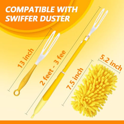 Reusable Duster Refill Compatible with Swiffer Hand Duster - 360 Heavy Duty Dusters Refills - Microfiber Ceiling Fan Duster for Swiffer Dusters Extended Handle, 6 Pack(Handle is Not Included) - color: 6 Pack(yellow)