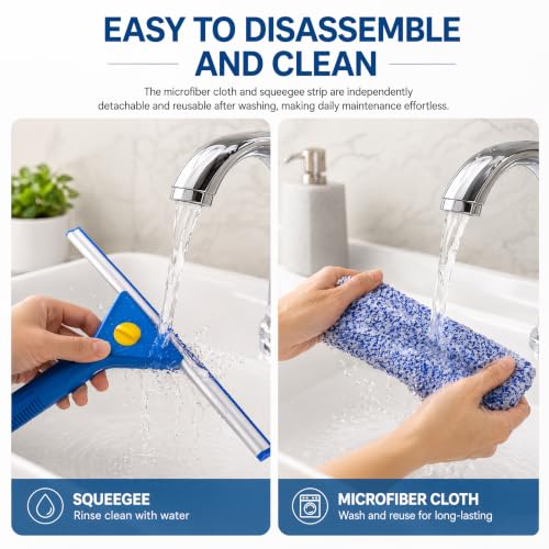 2-in-1 Window Cleaning kit with 51" Extension Poles, Suitable for Indoor & Outdoor Windows, High Glass, High Windows, Multi-Purpose Car Windshield Cleaning(Blue 15.74in - 51.18in) - size: 15.74 - 51.18"