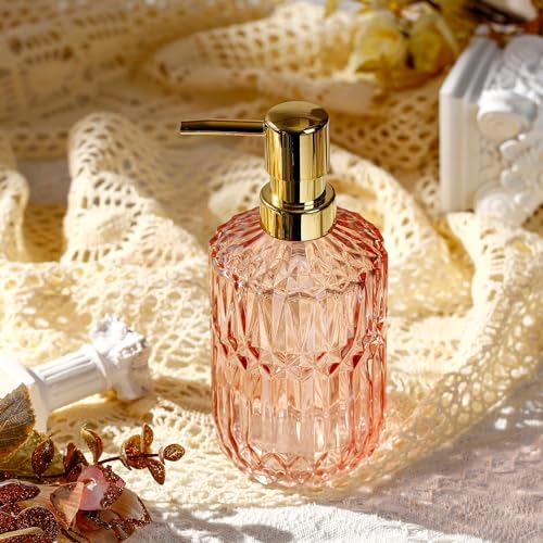 YunNasi Soap Dispenser with Pump, Refillable Liquid Hand Soap Dish Soap Dispensers for Bathroom Counter, Kitchen Sink (Pink) - color: Pink