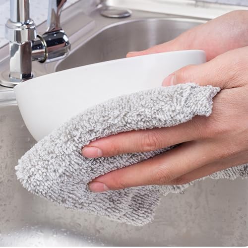 20 Pack Kitchen Dish Cloths 10" x 10" Super Soft & Absorbent Coral Velvet Microfiber Cleaning Towels Nonstick Oil Fast Drying Washable Lint-Free Dish Rags Reusable Dishcloths for Household Cleaning